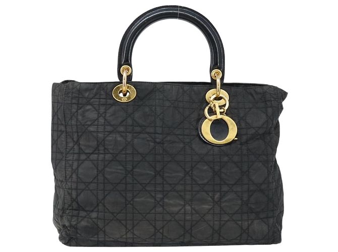 Christian Dior Borsa Lady Dior in nylon rosa e oro Auth 173806 D'oro - vista 2