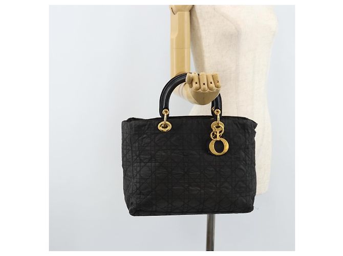Christian Dior Borsa Lady Dior in nylon rosa e oro Auth 173806 D'oro - vista 23