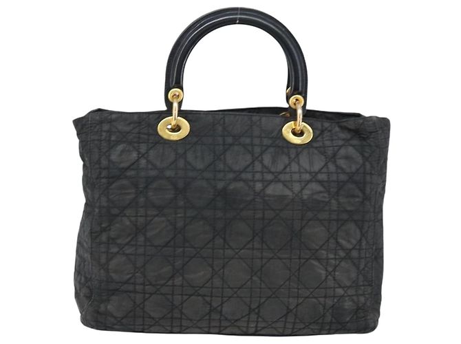 Christian Dior Borsa Lady Dior in nylon rosa e oro Auth 173806 D'oro - vista 3