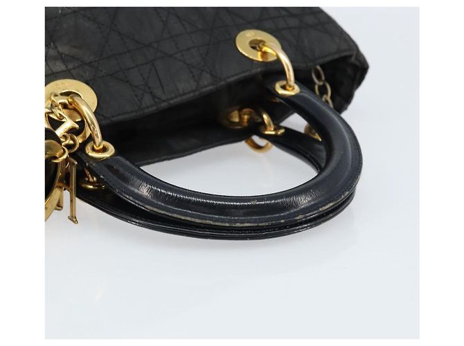 Christian Dior Borsa Lady Dior in nylon rosa e oro Auth 173806 D'oro - vista 7