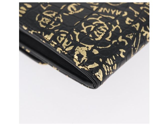 CHANEL 2.55 Cartera Larga Croco Grabada Negra Dorada CC Auth 172450SAV Negro Dorado - vista 16