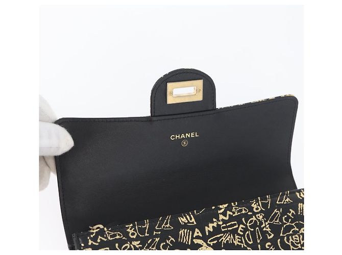 CHANEL 2.55 Cartera Larga Croco Grabada Negra Dorada CC Auth 172450SAV Negro Dorado - vista 19