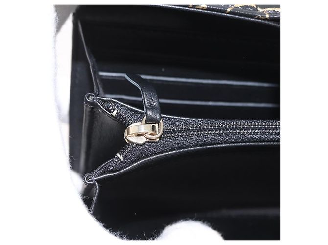 CHANEL 2.55 Cartera Larga Croco Grabada Negra Dorada CC Auth 172450SAV Negro Dorado - vista 27