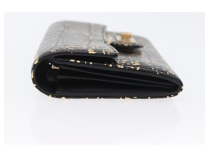 CHANEL 2.55 Cartera Larga Croco Grabada Negra Dorada CC Auth 172450SAV Negro Dorado - vista 4