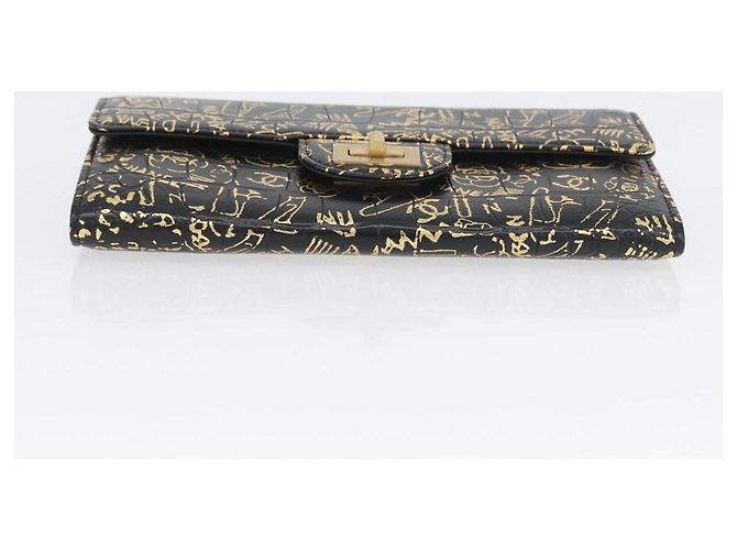 CHANEL 2.55 Cartera Larga Croco Grabada Negra Dorada CC Auth 172450SAV Negro Dorado - vista 6