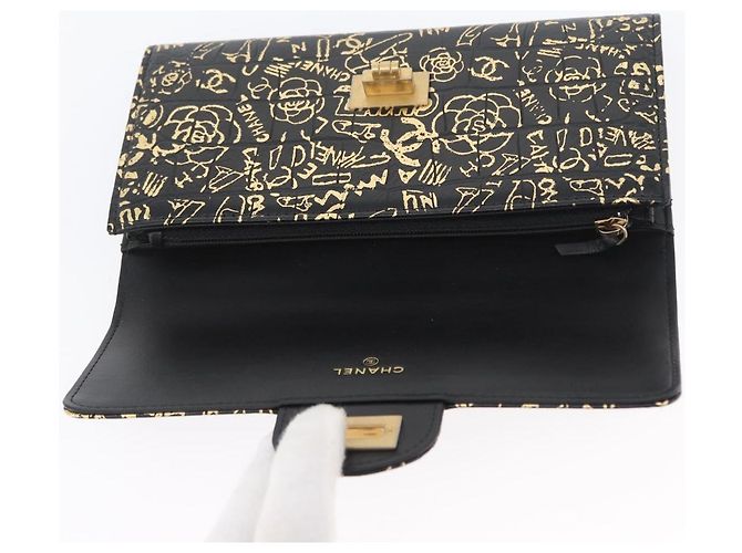 CHANEL 2.55 Cartera Larga Croco Grabada Negra Dorada CC Auth 172450SAV Negro Dorado - vista 7