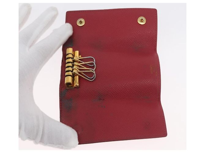 Hermès Portafoglio HERMES in pelle 2 pezzi Rosso Rosa Auth bs33530 - vue 17