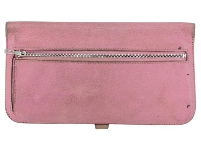Hermès Portafoglio HERMES in pelle 2 pezzi Rosso Rosa Auth bs33530 - vue 3