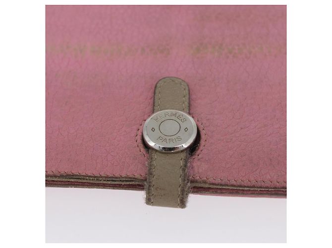 Hermès Portafoglio HERMES in pelle 2 pezzi Rosso Rosa Auth bs33530 - vue 8