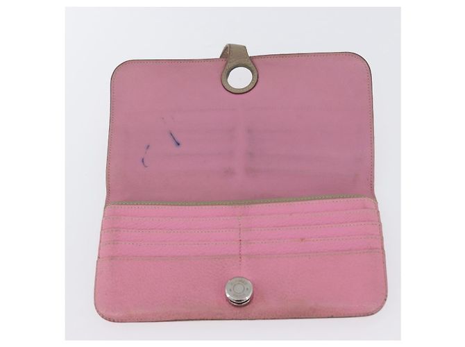 Hermès Portafoglio HERMES in pelle 2 pezzi Rosso Rosa Auth bs33530 - vue 9