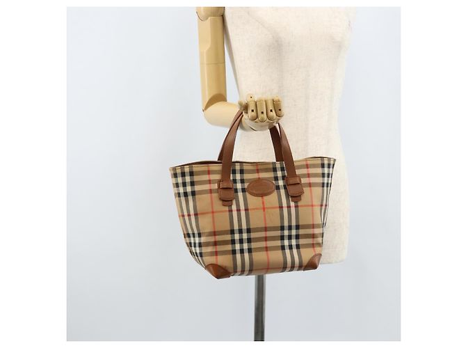 Borsa a mano Burberrys Nova Check in tela beige oro Auth 173795 D'oro - vista 21