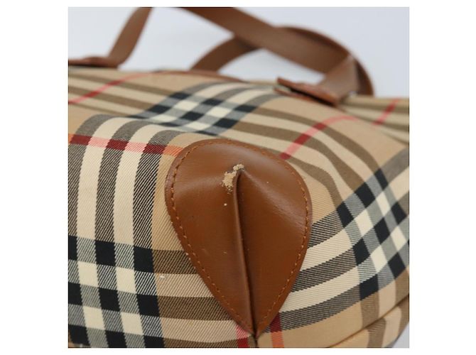 Borsa a mano Burberrys Nova Check in tela beige oro Auth 173795 D'oro - vista 9