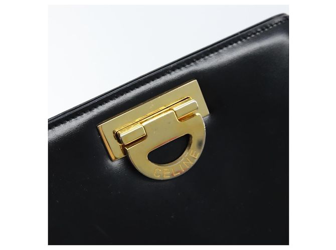 Céline Borsa a Spalla CELINE in Pelle Nera Oro Auth ka2942 Nero D'oro - vista 18