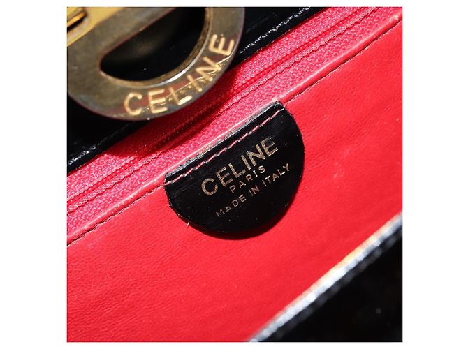 Céline Borsa a Spalla CELINE in Pelle Nera Oro Auth ka2942 Nero D'oro - vista 19