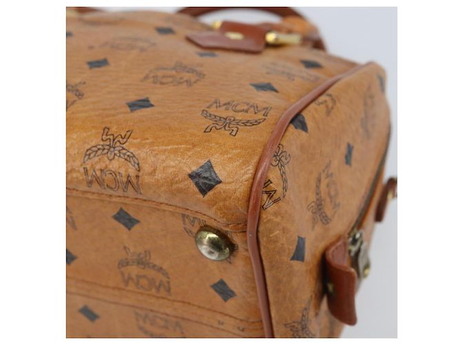 Borsa Boston Vicetos Logogram MCM in pelle PVC marrone e oro Auth BA11007 D'oro - vista 12