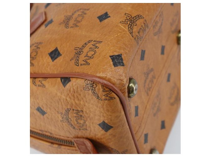 Borsa Boston Vicetos Logogram MCM in pelle PVC marrone e oro Auth BA11007 D'oro - vista 13