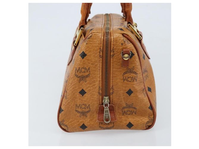 Borsa Boston Vicetos Logogram MCM in pelle PVC marrone e oro Auth BA11007 D'oro - vista 4