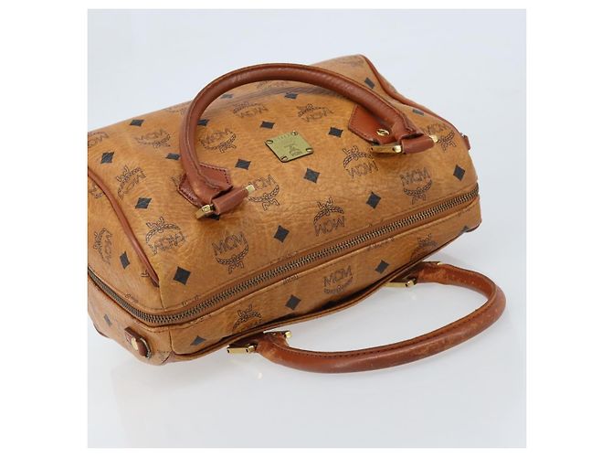 Borsa Boston Vicetos Logogram MCM in pelle PVC marrone e oro Auth BA11007 D'oro - vista 6