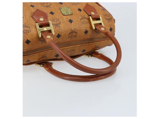 Borsa Boston Vicetos Logogram MCM in pelle PVC marrone e oro Auth BA11007 D'oro - vista 7