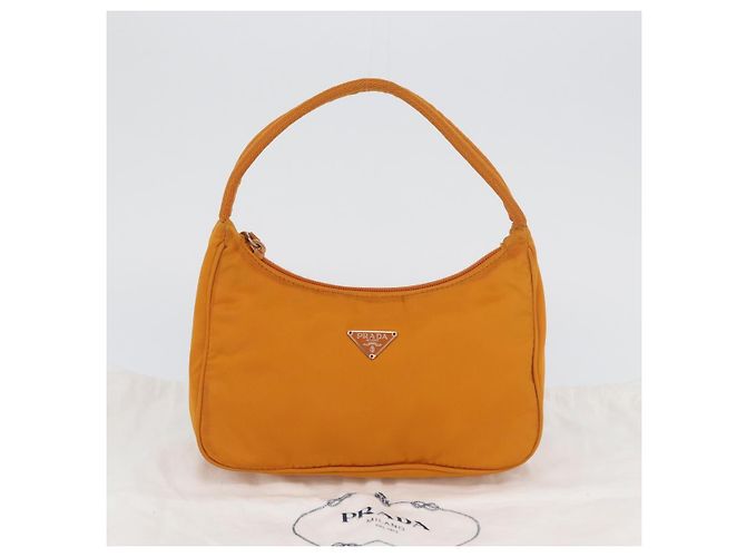 PRADA Borsa a mano in nylon arancione oro Auth ARZ521V D'oro - vista 12