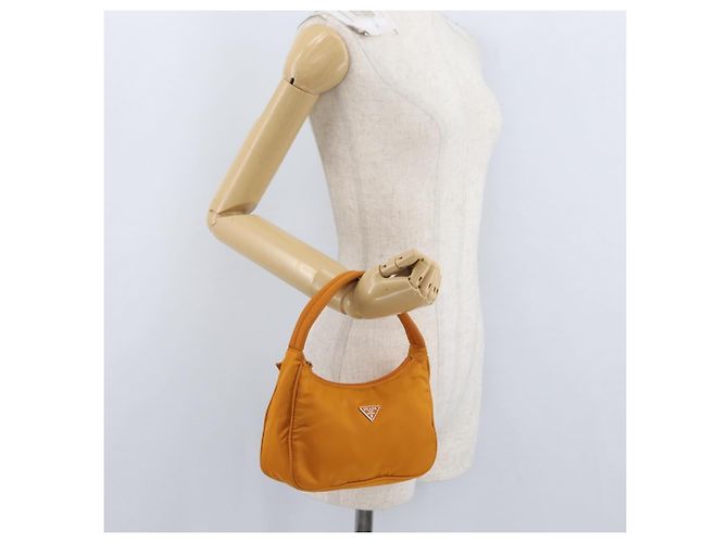 PRADA Borsa a mano in nylon arancione oro Auth ARZ521V D'oro - vista 22