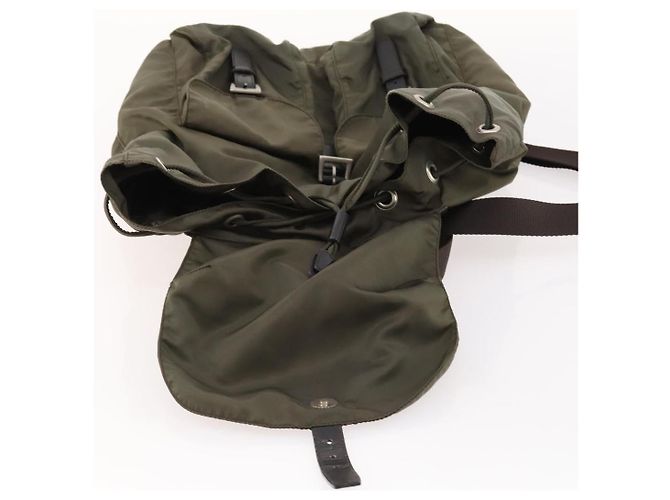 PRADA Backpack Nylon Khaki Silver Auth ti3677 Silvery - view 10