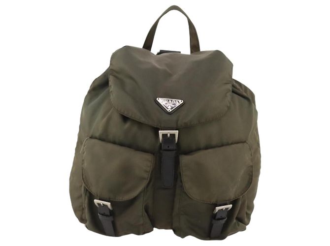 PRADA Backpack Nylon Khaki Silver Auth ti3677 Silvery - view 13