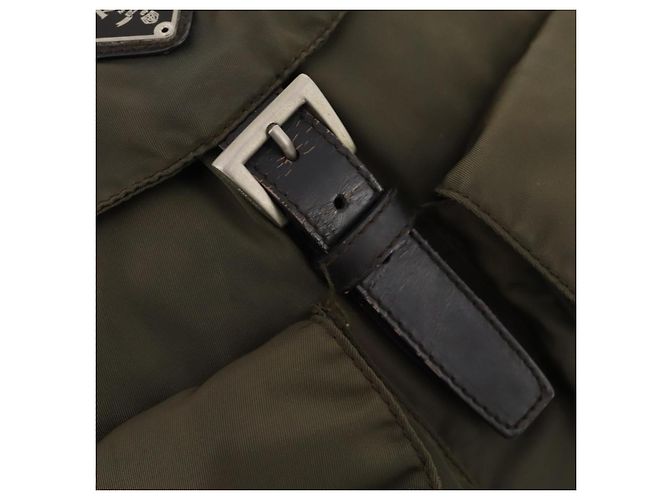 PRADA Backpack Nylon Khaki Silver Auth ti3677 Silvery - view 21