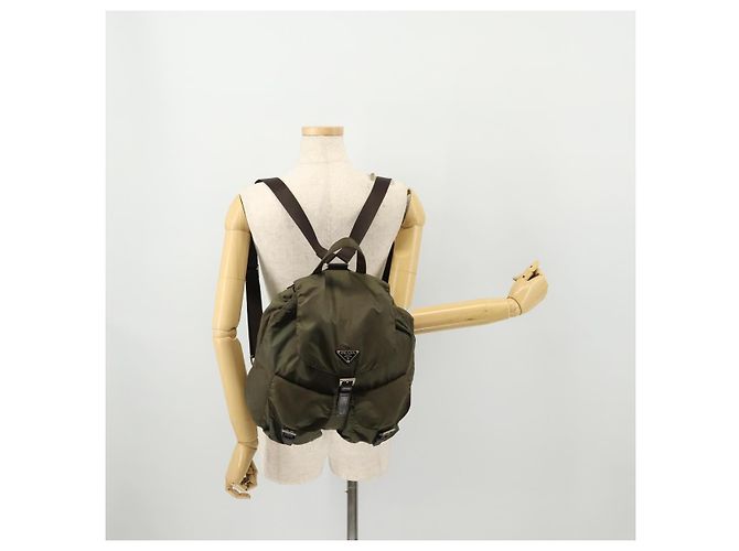 PRADA Backpack Nylon Khaki Silver Auth ti3677 Silvery - view 30