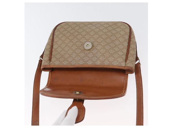 Céline Bolso de Hombro de Lona Macadam CELINE PVC Beige Oro Auth LNZ981 Dorado - vista 9