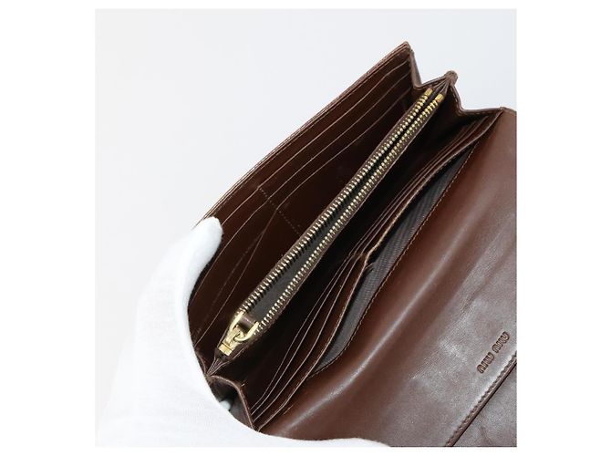 Portafoglio Miu Miu in pelle 2 pezzi marrone verde Auth BA11023 - vista 8