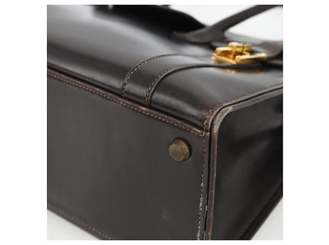 Hermès HERMES Borsa a Mano Drag 30 in Pelle di Vitello Marrone Scuro Oro CC Auth fm5258A D'oro - vista 10