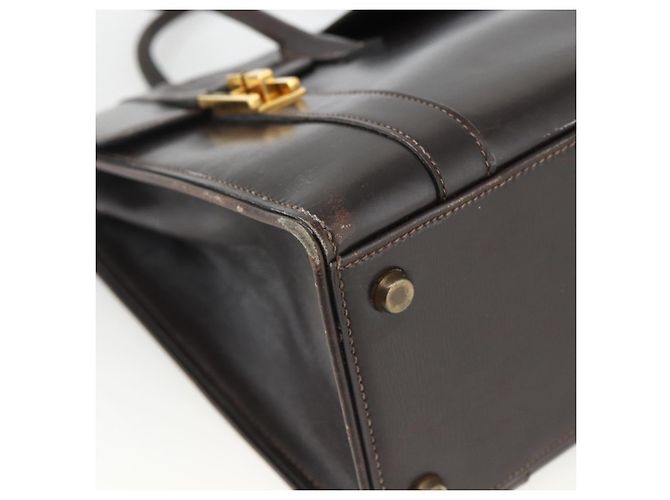 Hermès HERMES Borsa a Mano Drag 30 in Pelle di Vitello Marrone Scuro Oro CC Auth fm5258A D'oro - vista 11
