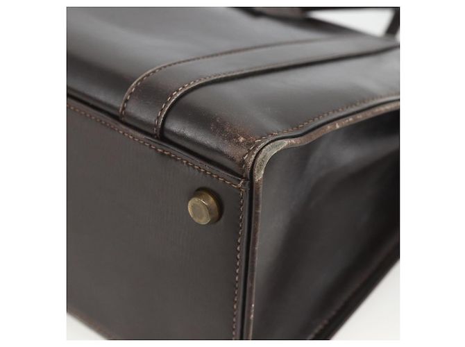 Hermès HERMES Borsa a Mano Drag 30 in Pelle di Vitello Marrone Scuro Oro CC Auth fm5258A D'oro - vista 12