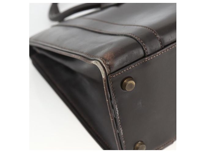 Hermès HERMES Borsa a Mano Drag 30 in Pelle di Vitello Marrone Scuro Oro CC Auth fm5258A D'oro - vista 13