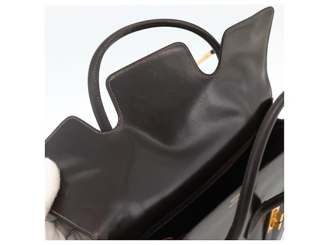 Hermès HERMES Borsa a Mano Drag 30 in Pelle di Vitello Marrone Scuro Oro CC Auth fm5258A D'oro - vista 15