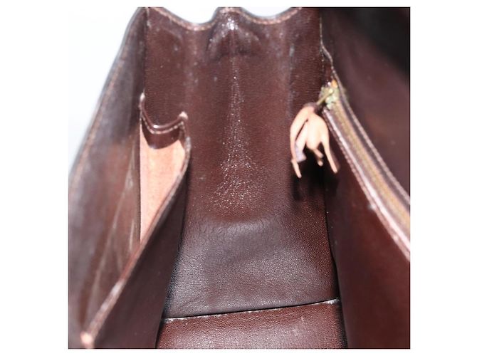 Hermès HERMES Borsa a Mano Drag 30 in Pelle di Vitello Marrone Scuro Oro CC Auth fm5258A D'oro - vista 19