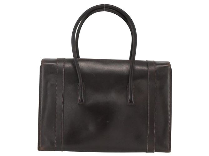 Hermès HERMES Borsa a Mano Drag 30 in Pelle di Vitello Marrone Scuro Oro CC Auth fm5258A D'oro - vista 3