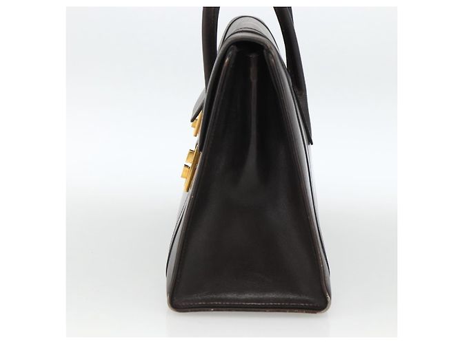 Hermès HERMES Borsa a Mano Drag 30 in Pelle di Vitello Marrone Scuro Oro CC Auth fm5258A D'oro - vista 5
