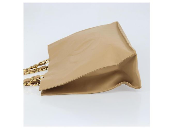 CHANEL Borsa Tote in Pelle Beige Oro CC Auth bs32770 D'oro - vista 4