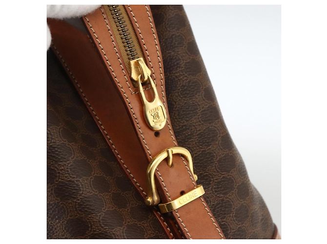 Céline Bolsa de mão em lona Macadam CELINE em couro PVC marrom e dourado Auth 173794 - vista 10