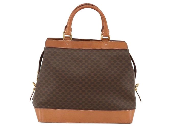 Céline Bolsa de mão em lona Macadam CELINE em couro PVC marrom e dourado Auth 173794 - vista 2