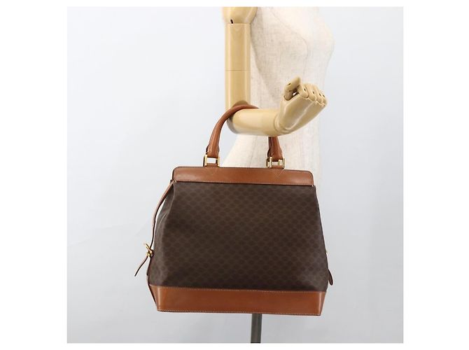 Céline Bolsa de mão em lona Macadam CELINE em couro PVC marrom e dourado Auth 173794 - vista 22