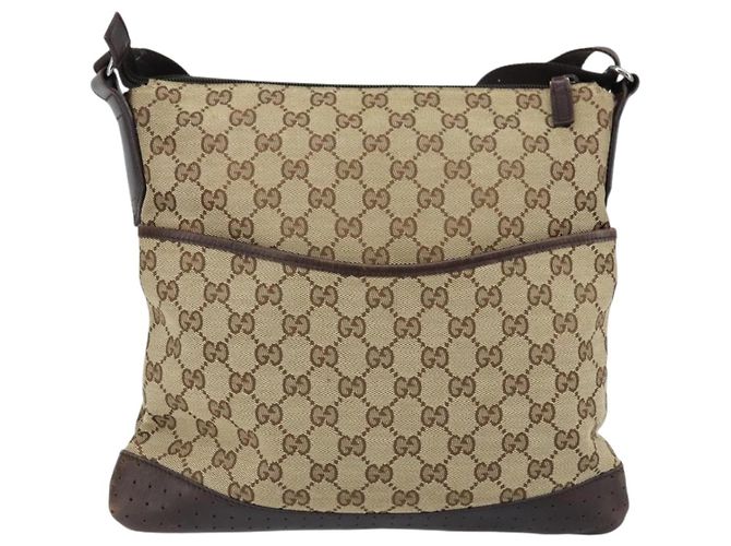 Borsa a Spalla GG Canvas Gucci Beige Argento 145857 Auth ka2886 - vista 2