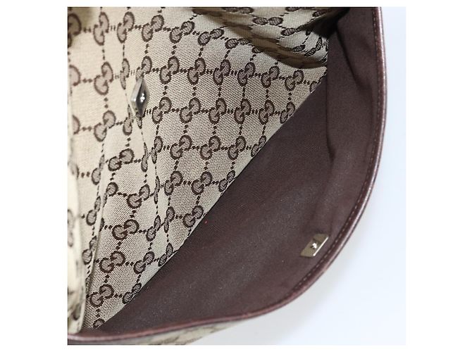 Borsa a Spalla GG Canvas Gucci Beige Argento 145857 Auth ka2886 - vista 21