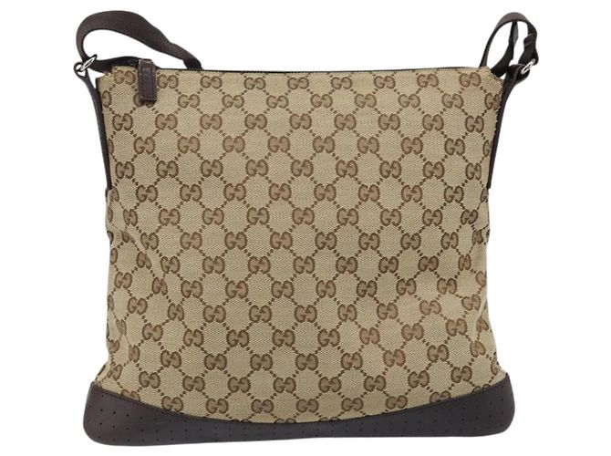 Borsa a Spalla GG Canvas Gucci Beige Argento 145857 Auth ka2886 - vista 3