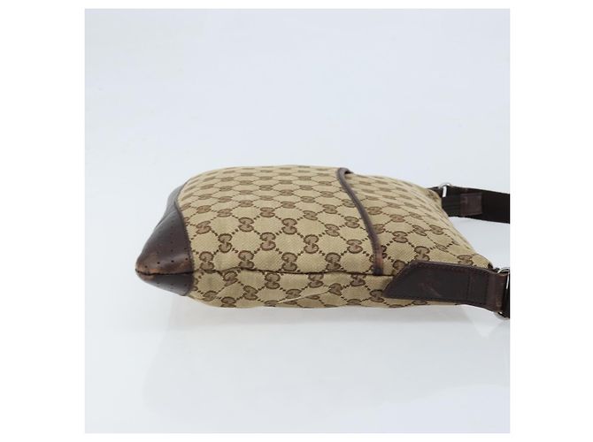 Borsa a Spalla GG Canvas Gucci Beige Argento 145857 Auth ka2886 - vista 4