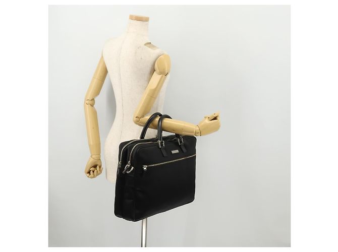 Borsa da lavoro BURBERRY in nylon nero e argento Auth ti3655 - vista 21