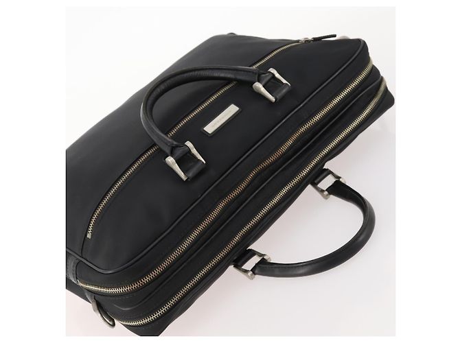 Borsa da lavoro BURBERRY in nylon nero e argento Auth ti3655 - vista 6