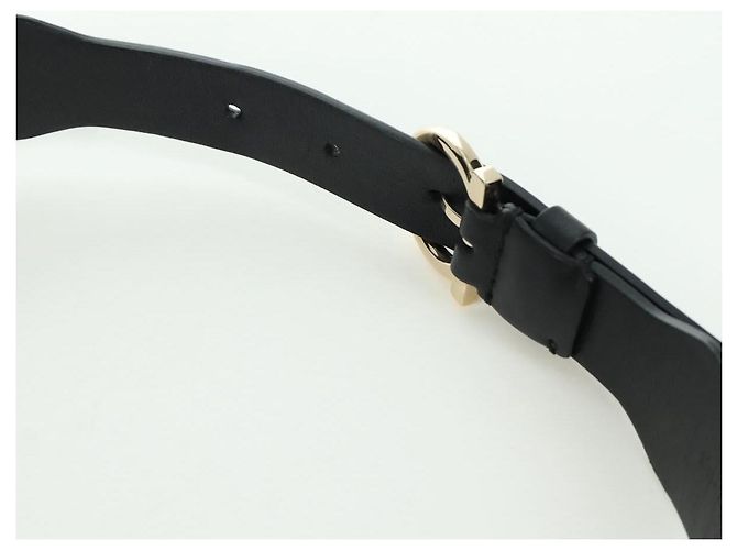 Borsa a vita Gancini in pelle nera e oro Auth ARZ136V di Salvatore Ferragamo - vista 14